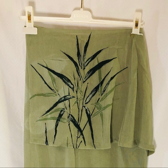 Light Green Flowy Wide Leg Pants - Picture 2 of 2